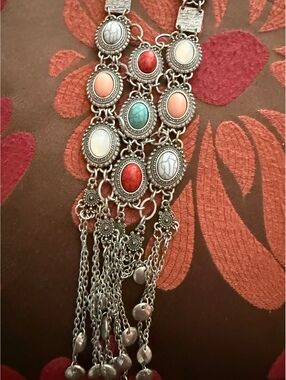 Unique fringe native tribal necklace gaudy large bohemian